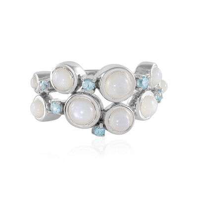Anello in argento con Pietra di Luna Bianca (KM by Juwelo)
