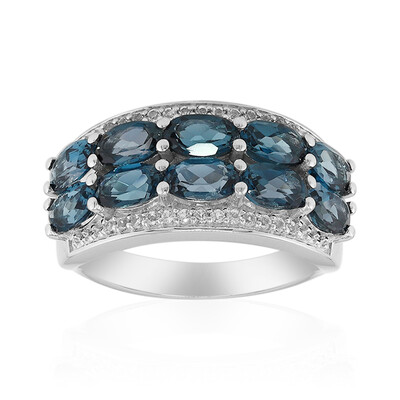 Anello in argento con Topazio Blu Londra