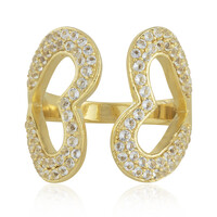Anello placcato in oro con Topazio Bianco