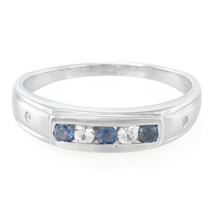 Anello in argento con Zaffiro Kanchanaburi e Zaffiro Bianco