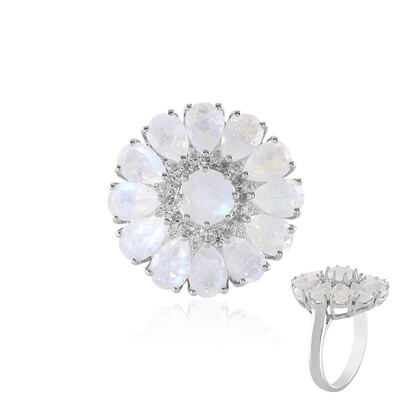 Anello in argento con Pietra di Luna Arcobaleno