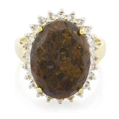 Anello placcato in oro con Quarzo Dinosauro