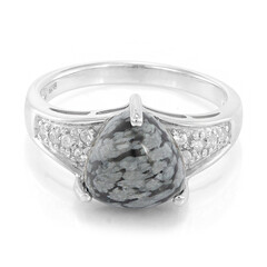 Anello da uomo in argento con Ossidiana Fiocco di Neve