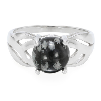 Anello in argento con Ossidiana Fiocco di Neve
