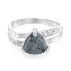 Anello in argento con Ossidiana Fiocco di Neve
