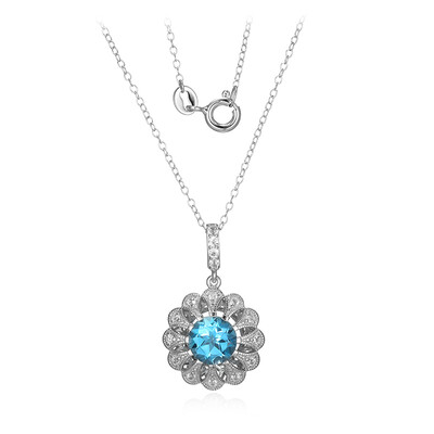 Collana in argento con Topazio Blu Svizzero