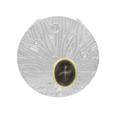 Ciondolo placcato in oro con Zaffiro Stellato Nero (MONOSONO COLLECTION)