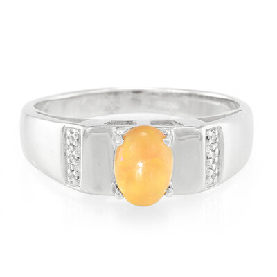 Anello placcato in platino con Opale Giavanese