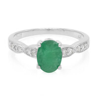 Anello placcato in platino con Smeraldo Bahia