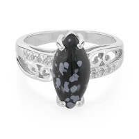 Anello in argento con Ossidiana Fiocco di Neve