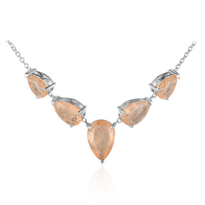 Collana in argento con Quarzo pesca pastello
