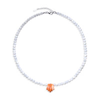 Collana in argento con Conchiglia di Ostrica Spinosa Arancione