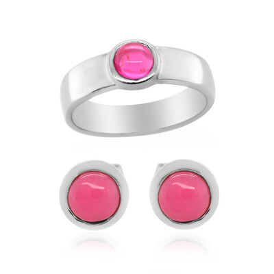 Parure in argento con Opale Rosa dell'Etiopia