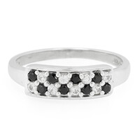 Anello in argento con Zaffiro Bianco e Spinello Nero