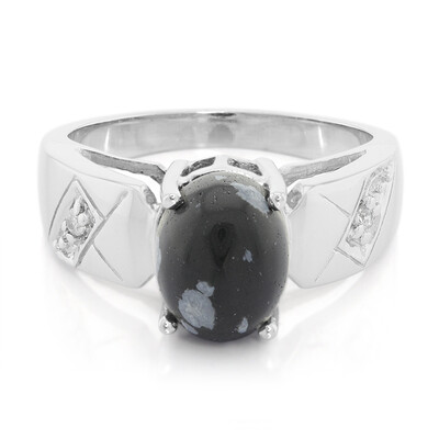Anello in argento con Ossidiana Fiocco di Neve