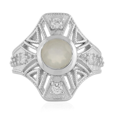 Anello in argento con Pietra di Luna Bianca