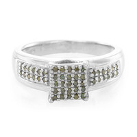 Anello in argento con Diamante Verde Smeraldo