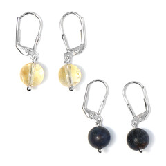 Set Orecchini in argento con Dumortierite & Citrino