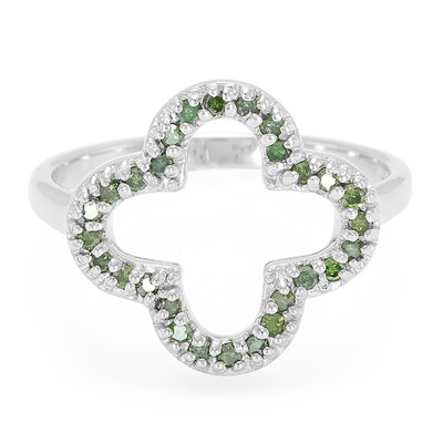 Anello in argento con Diamante Verde Foresta
