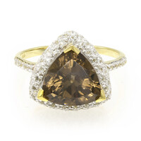 Anello placcato in oro con Quarzo Fumè