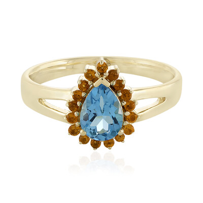 Anello in oro con Topazio Blu Svizzero (Adela Gold)