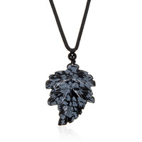 Collana con Ossidiana Fiocco di Neve