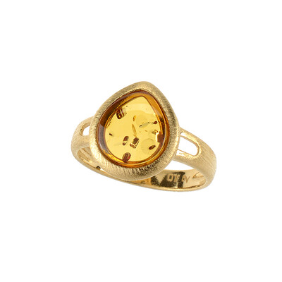 Anello in argento con Ambra Baltica Cognac (dagen)