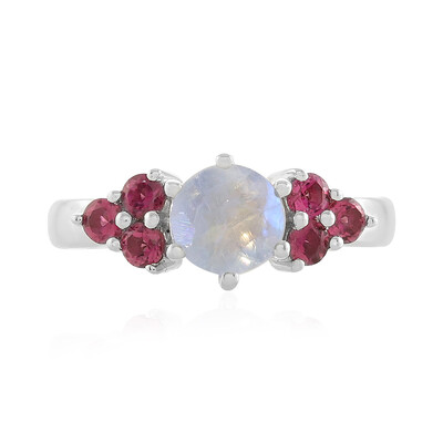 Anello in argento con Pietra di Luna Arcobaleno