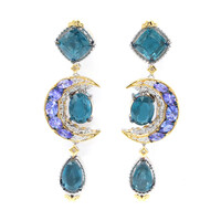 Orecchini in argento con Cianite Blu Foglia di Tè (Gems en Vogue)