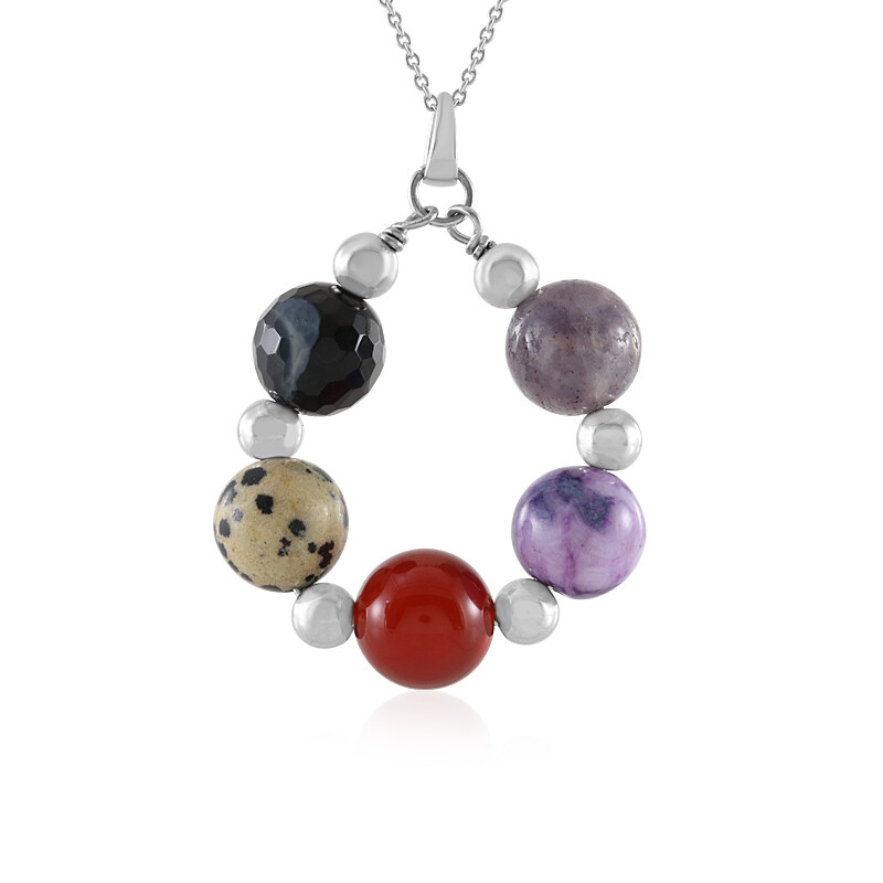 Collana di perline di rodonite da 8 mm: pietra preziosa annodata, chiusura in acciaio inossidabile - Italia