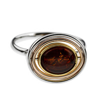 Anello in argento con Ambra Baltica