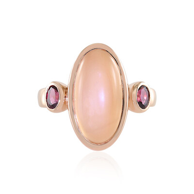 Anello in argento con Pietra di Luna Pesca (KM by Juwelo)