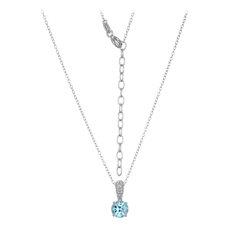 Collana Con Ciondolo A Cuore In Topazio Blu E Zircone - Argento 925 Placcato Oro, Catena 45 Cm - 6