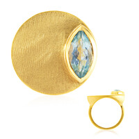 Anello placcato in oro con Topazio Blu Cielo