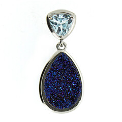 Ciondolo in argento con Agata Glitter Blu Cobalto