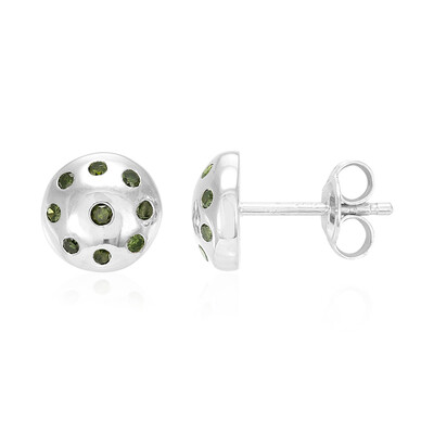 Orecchini in argento con Diamante Verde Smeraldo
