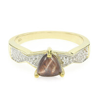 Anello placcato in oro con Occhio di Tigre Rosso