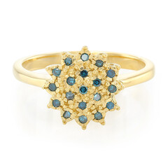 Anello placcato in oro con Diamante Blu Royal
