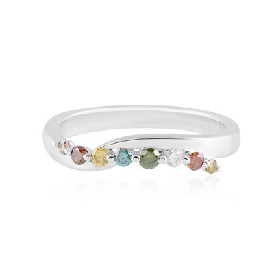 Anello in argento con Diamante Verde I3