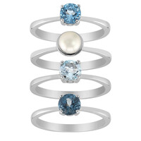 Anello in argento con Topazio Blu Svizzero