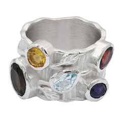 Anello in argento con Quarzo Fumè