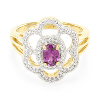 Anello  placcato in oro con Granato Magenta