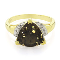 Anello placcato in oro con Quarzo Fumè