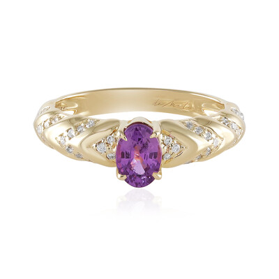 Anello in oro con Zaffiro Ceylon Porpora (non riscaldato) (de Melo)