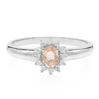 Anello placcato in platino con Zaffiro Padparadscha