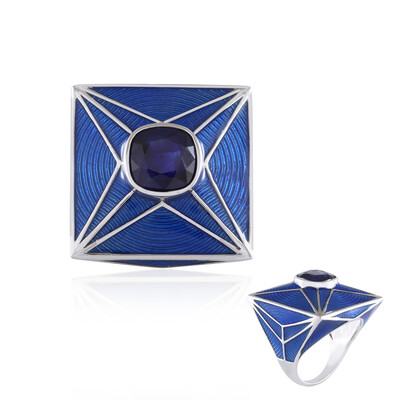 Anello in argento con Zaffiro Blu del Madagascar (Adela Silber)