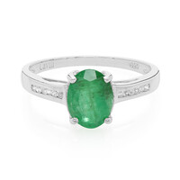 Anello placcato in platino con Smeraldo Bahia