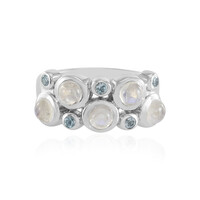Anello in argento con Pietra di Luna Arcobaleno (KM by Juwelo)