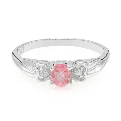 Anello placcato in platino con Zaffiro Padparadscha