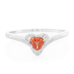Anello placcato in platino con Zaffiro Padparadscha